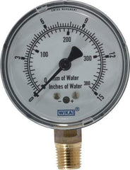 Wika - 2-1/2" Dial, 1/4 Thread, 0-15/0-380 Scale Range, Pressure Gauge - Lower Connection Mount, Accurate to 1.5% of Scale - Eagle Tool & Supply