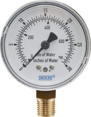 Wika - 2-1/2" Dial, 1/4 Thread, 0-30/0-760 Scale Range, Pressure Gauge - Lower Connection Mount, Accurate to 1.5% of Scale - Eagle Tool & Supply