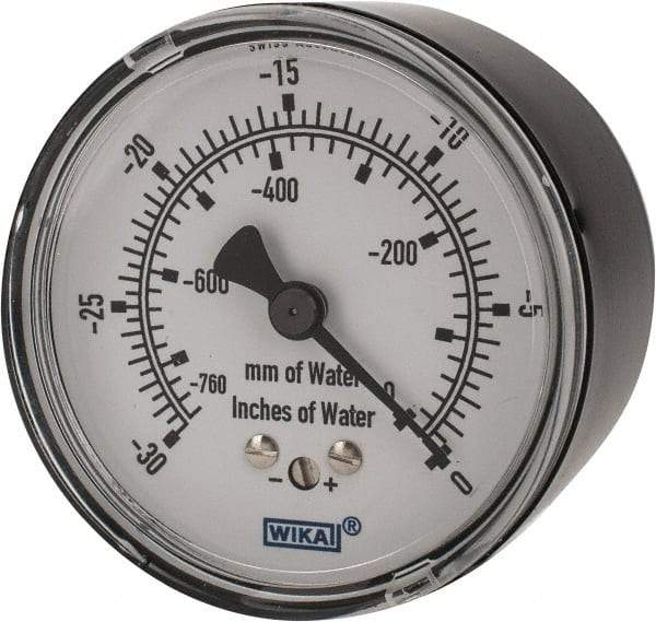 Wika - 2-1/2" Dial, 1/4 Thread, 0-30/0-760 Scale Range, Pressure Gauge - Center Back Connection Mount, Accurate to 1.5% of Scale - Eagle Tool & Supply