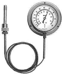 Weiss Instruments - 3-1/2 Inch, 40 to 240°F, Stainless Steel, Vapor Actuated Dial Thermometer - 5 Ft. Cap Length, Wall Mounted, Bottom Connected - Eagle Tool & Supply