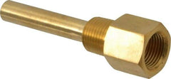 Alloy Engineering - 4 Inch Overall Length, 1/2 Inch Thread, Brass Standard Thermowell - 2-1/2 Inch Insertion Length - Eagle Tool & Supply