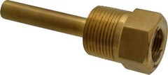 Alloy Engineering - 4 Inch Overall Length, 1 Inch Thread, Brass Standard Thermowell - 2-1/2 Inch Insertion Length - Eagle Tool & Supply