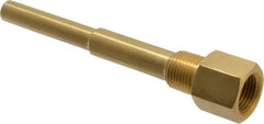 Alloy Engineering - 6 Inch Overall Length, 1/2 Inch Thread, Brass Standard Thermowell - 4-1/2 Inch Insertion Length - Eagle Tool & Supply