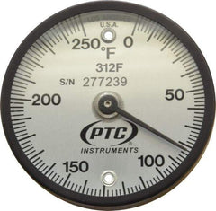 PTC Instruments - 250°F, 2 Inch Dial Diameter, Dual Magnet Mount Thermometer - 2° Division Graduation - Eagle Tool & Supply