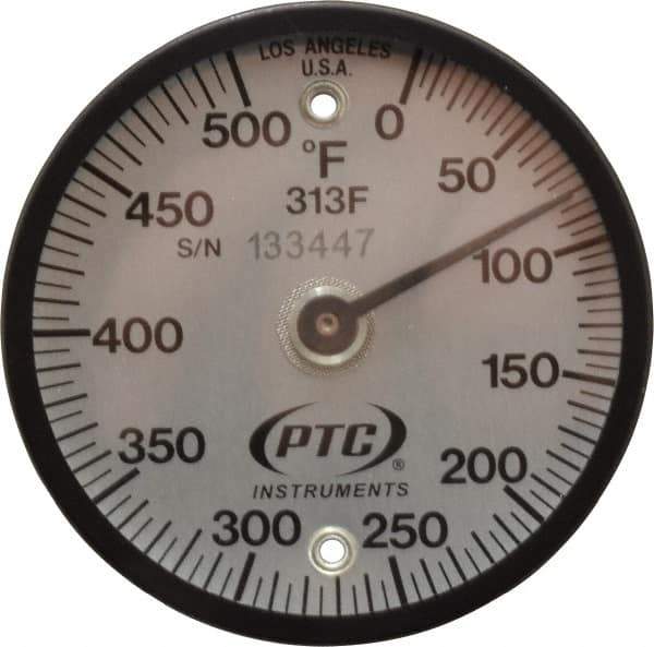 PTC Instruments - 500°F, 2 Inch Dial Diameter, Dual Magnet Mount Thermometer - 5° Division Graduation - Eagle Tool & Supply