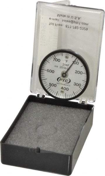 PTC Instruments - 50 to 750°F, 2 Inch Dial Diameter, Dual Magnet Mount Thermometer - 10° Division Graduation - Eagle Tool & Supply