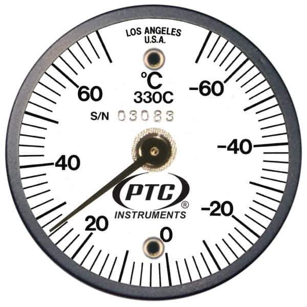 PTC Instruments - -70 to 70°C, 2 Inch Dial Diameter, Dual Magnet Mount Thermometer - 2° Division Graduation - Eagle Tool & Supply