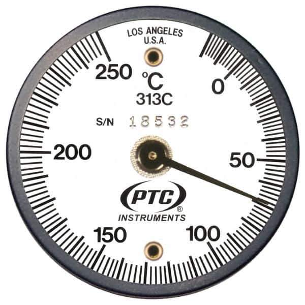 PTC Instruments - -20 to 200°C, 2 Inch Dial Diameter, Dual Magnet Mount Thermometer - 2° Division Graduation - Eagle Tool & Supply