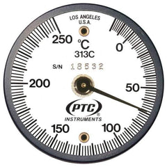 PTC Instruments - -20 to 200°C, 2 Inch Dial Diameter, Dual Magnet Mount Thermometer - 2° Division Graduation - Eagle Tool & Supply