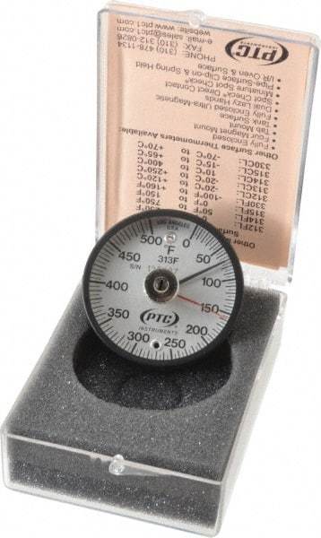 PTC Instruments - 500°F, 2 Inch Dial Diameter, Dual Magnet Mount Thermometer - 5° Division Graduation - Eagle Tool & Supply