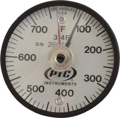 PTC Instruments - 50 to 750°F, 2 Inch Dial Diameter, Dual Magnet Mount Thermometer - 10° Division Graduation - Eagle Tool & Supply