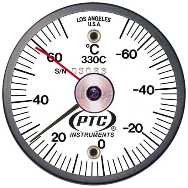 PTC Instruments - -70 to 70°C, 2 Inch Dial Diameter, Dual Magnet Mount Thermometer - 2° Division Graduation - Eagle Tool & Supply