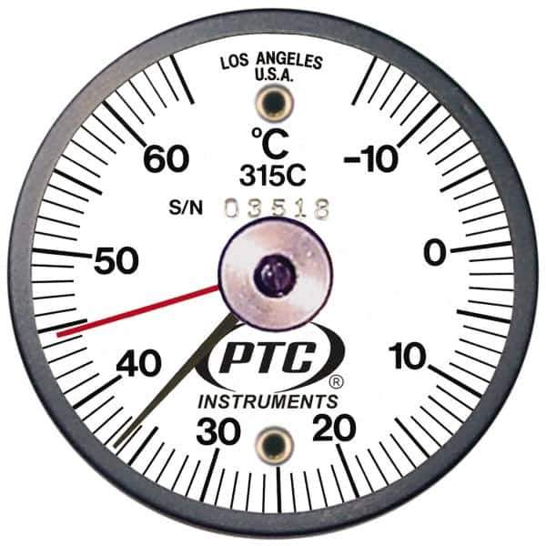 PTC Instruments - -15 to 65°C, 2 Inch Dial Diameter, Dual Magnet Mount Thermometer - 1° Division Graduation - Eagle Tool & Supply