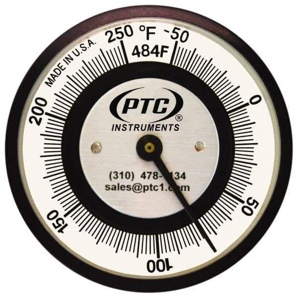 PTC Instruments - -50 to 250°F, 2 Inch Dial Diameter, Pipe Surface Clip On Thermometer - 2° Division Graduation - Eagle Tool & Supply