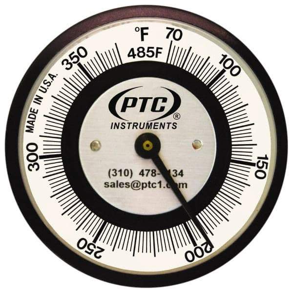 PTC Instruments - 70 to 370°F, 2 Inch Dial Diameter, Pipe Surface Clip On Thermometer - 2° Division Graduation - Eagle Tool & Supply