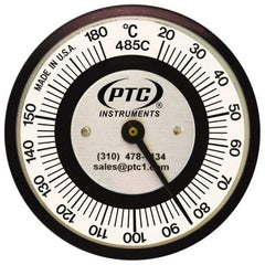 PTC Instruments - 20 to 185°C, 2 Inch Dial Diameter, Pipe Surface Clip On Thermometer - 1° Division Graduation - Eagle Tool & Supply