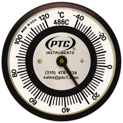 PTC Instruments - -40 to 120°C, 2 Inch Dial Diameter, Pipe Surface Spring Held Thermometer - 2° Division Graduation - Eagle Tool & Supply