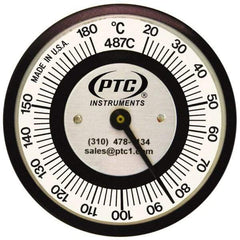 PTC Instruments - 20 to 180°C, 2 Inch Dial Diameter, Pipe Surface Spring Held Thermometer - 2° Division Graduation - Eagle Tool & Supply