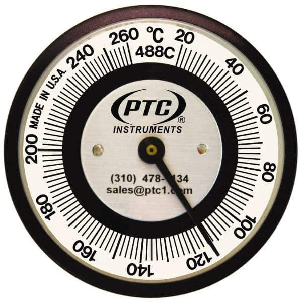 PTC Instruments - 20 to 260°C, 2 Inch Dial Diameter, Pipe Surface Spring Held Thermometer - 5° Division Graduation - Eagle Tool & Supply