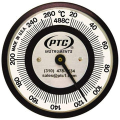 PTC Instruments - 20 to 260°C, 2 Inch Dial Diameter, Pipe Surface Spring Held Thermometer - 5° Division Graduation - Eagle Tool & Supply