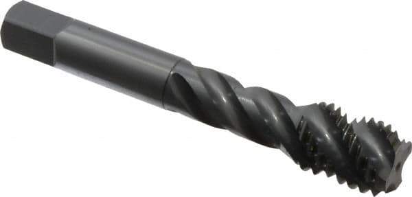 OSG - 5/8-11 UNC 4 Flute 3B Bottoming Spiral Flute Tap - Vanadium High Speed Steel, Oxide Finish, 3-13/16" OAL, Right Hand Flute, Right Hand Thread, H3 - Eagle Tool & Supply