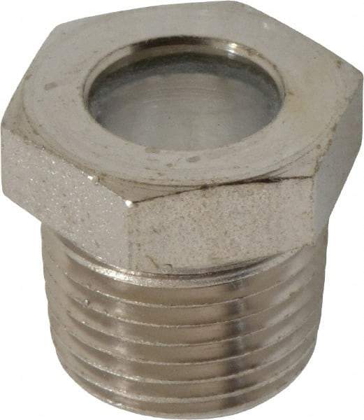 LDI Industries - 7/16" Sight Diam, 3/8" Thread, 0.72" OAL, High Pressure Fused Pipe Thread, Open View Sight Glass & Flow Sight - 3/4" Head, 1,850 Max psi, 3/8-18 Thread - Eagle Tool & Supply