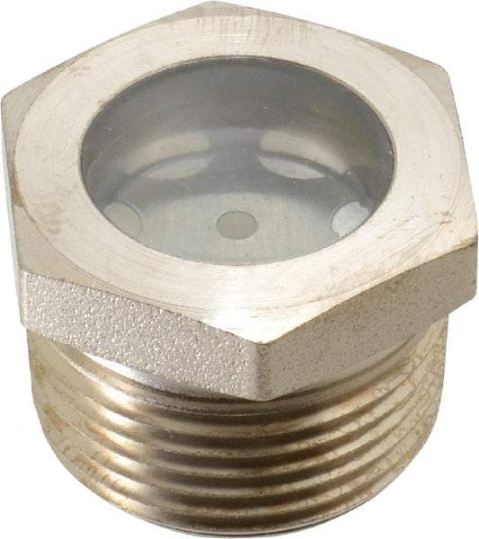 LDI Industries - 15/16" Sight Diam, 1" Thread, 1.06" OAL, High Pressure Fused Pipe Thread with Reflector Sight Glass & Flow Sight - 1-3/8" Head, 1,250 Max psi, 1 to 11-1/2 Thread - Eagle Tool & Supply