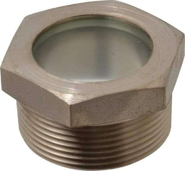 LDI Industries - 1-7/16" Sight Diam, 1-1/2" Thread, 1.22" OAL, High Pressure Fused Pipe Thread, Open View Sight Glass & Flow Sight - 2" Head, 750 Max psi, 1-1/2 to 11-1/2 Thread - Eagle Tool & Supply