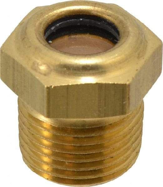 LDI Industries - 7/16" Sight Diam, 3/8" Thread, 0.88" OAL, Low Pressure Pipe Thread Lube Sight, Open View Sight Glass & Flow Sight - 3/4" Head, 30 Max psi, 3/8-18 Thread - Eagle Tool & Supply