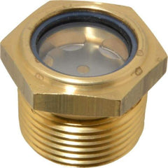 LDI Industries - 31/32" Sight Diam, 1" Thread, 1.19" OAL, Low Pressure Pipe Thread Lube Sight with Reflector Sight Glass & Flow Sight - 1-7/16" Head, 7 Max psi, 1 to 11-1/2 Thread - Eagle Tool & Supply