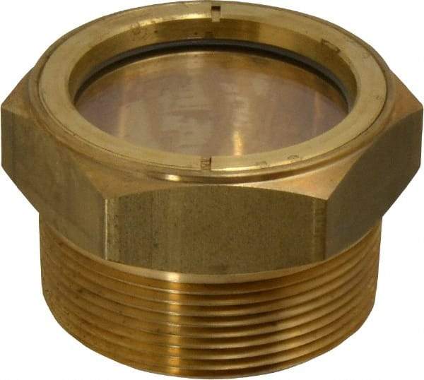 LDI Industries - 1-7/8" Sight Diam, 2" Thread, 1.69" OAL, Low Pressure Pipe Thread Lube Sight, Open View Sight Glass & Flow Sight - 2-1/2" Head, 2 Max psi, 2 to 11-1/2 Thread - Eagle Tool & Supply