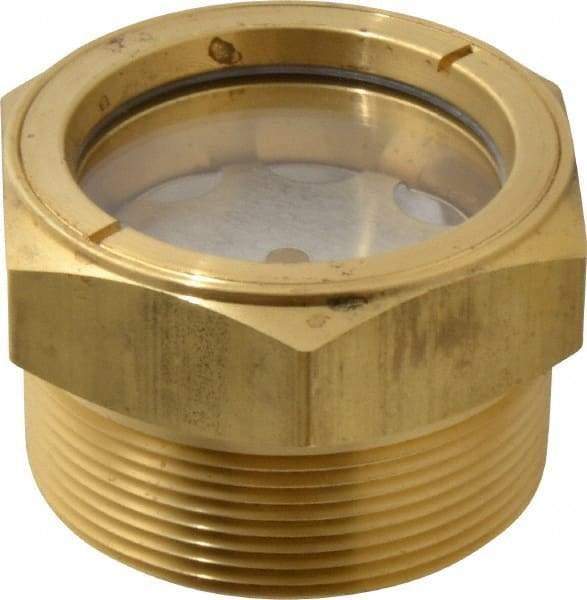 LDI Industries - 1-7/8" Sight Diam, 2" Thread, 1.69" OAL, Low Pressure Pipe Thread Lube Sight with Reflector Sight Glass & Flow Sight - 2-1/2" Head, 2 Max psi, 2 to 11-1/2 Thread - Eagle Tool & Supply