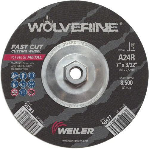 Vortec Pro 7″ × 3/32″ Type 27 Cutting Wheel, A24R, 5/8″-11 UNC Nut - Eagle Tool & Supply