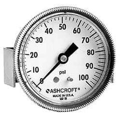 Ashcroft - 2" Dial, 1/4 Thread, 30-0-160 Scale Range, Pressure Gauge - Center Back Connection Mount - Eagle Tool & Supply