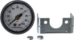 Ashcroft - 1-1/2" Dial, 1/8 Thread, 0-100 Scale Range, Pressure Gauge - Center Back Connection Mount - Eagle Tool & Supply