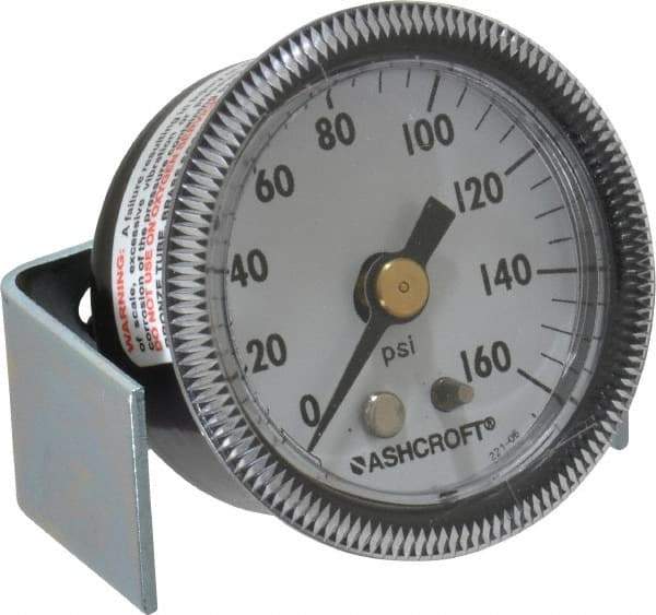Ashcroft - 1-1/2" Dial, 1/8 Thread, 0-160 Scale Range, Pressure Gauge - Center Back Connection Mount - Eagle Tool & Supply