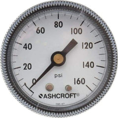 Ashcroft - 2" Dial, 1/4 Thread, 0-160 Scale Range, Pressure Gauge - Center Back Connection Mount - Eagle Tool & Supply