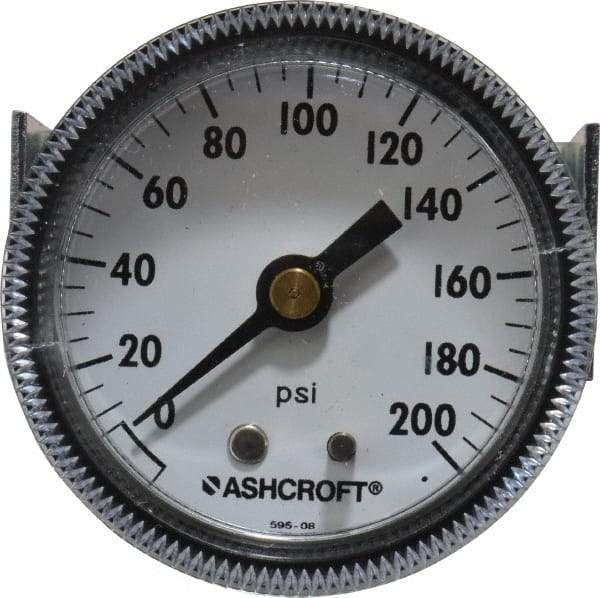 Ashcroft - 2" Dial, 1/4 Thread, 0-200 Scale Range, Pressure Gauge - Center Back Connection Mount - Eagle Tool & Supply