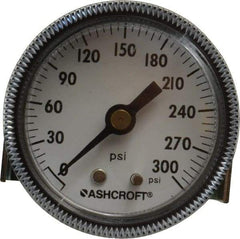 Ashcroft - 2" Dial, 1/4 Thread, 0-300 Scale Range, Pressure Gauge - Center Back Connection Mount - Eagle Tool & Supply