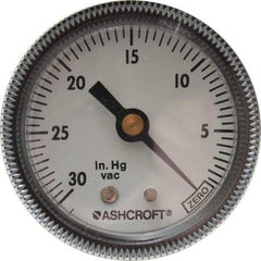 Ashcroft - 2" Dial, 1/4 Thread, 30-0 Scale Range, Pressure Gauge - Center Back Connection Mount - Eagle Tool & Supply