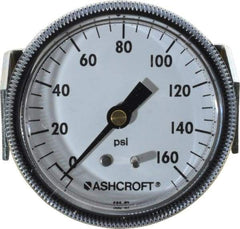 Ashcroft - 2-1/2" Dial, 1/4 Thread, 0-160 Scale Range, Pressure Gauge - Center Back Connection Mount - Eagle Tool & Supply