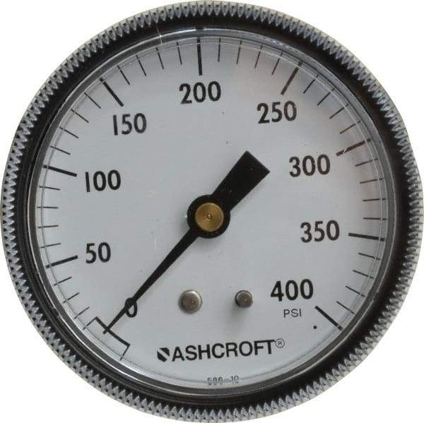 Ashcroft - 2-1/2" Dial, 1/4 Thread, 0-400 Scale Range, Pressure Gauge - Center Back Connection Mount - Eagle Tool & Supply
