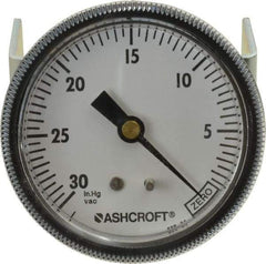 Ashcroft - 2-1/2" Dial, 1/4 Thread, 30-0 Scale Range, Pressure Gauge - Center Back Connection Mount - Eagle Tool & Supply