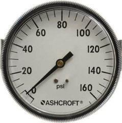 Ashcroft - 3-1/2" Dial, 1/4 Thread, 0-160 Scale Range, Pressure Gauge - Center Back Connection Mount - Eagle Tool & Supply