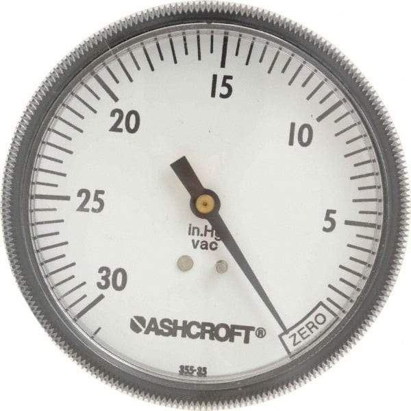 Ashcroft - 3-1/2" Dial, 1/4 Thread, 30-0 Scale Range, Pressure Gauge - Center Back Connection Mount - Eagle Tool & Supply