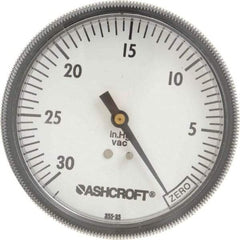 Ashcroft - 3-1/2" Dial, 1/4 Thread, 30-0 Scale Range, Pressure Gauge - Center Back Connection Mount - Eagle Tool & Supply