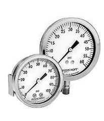 Ashcroft - 2-1/2" Dial, 1/4 Thread, 0-1,000 Scale Range, Pressure Gauge - Lower Connection Mount, Accurate to 1% of Scale - Eagle Tool & Supply