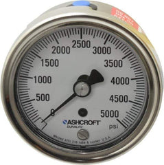 Ashcroft - 2-1/2" Dial, 1/4 Thread, 0-5,000 Scale Range, Pressure Gauge - Center Back Connection Mount, Accurate to 1% of Scale - Eagle Tool & Supply