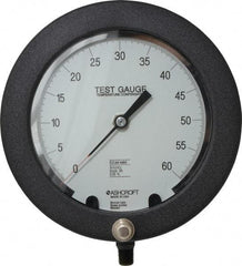 Ashcroft - 6" Dial, 1/4 Thread, 0-60 Scale Range, Pressure Gauge - Lower Connection Mount, Accurate to 0.25% of Scale - Eagle Tool & Supply