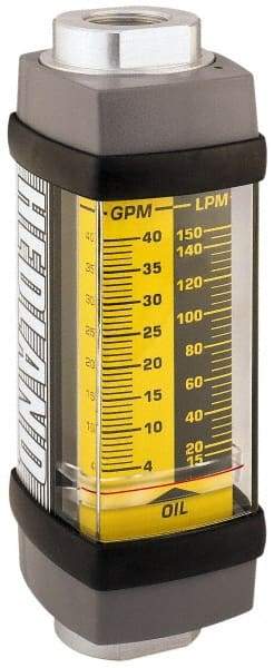 Hedland - 1/2" SAE Port Oil & Petroleum-Based Liquid Flowmeter - 3000 Max psi, 0.5 to 5 GPM, Anodized Aluminum - Eagle Tool & Supply